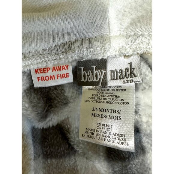 NWOT Baby Mack Infant Fleece Plaid Hooded Romper with Bear Feet 3-6 Months - Picture 4 of 6